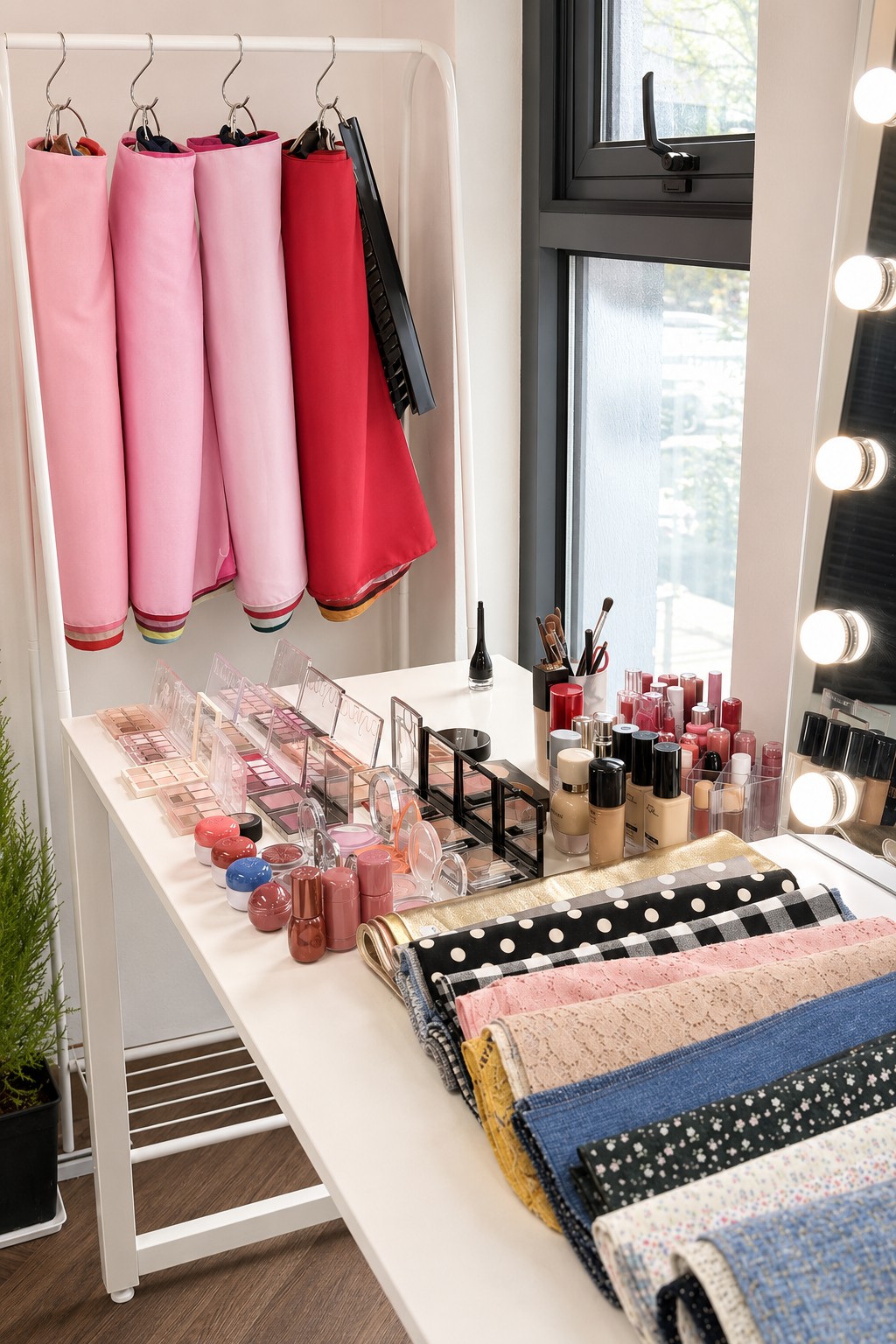 Personal color drapes and consultation table